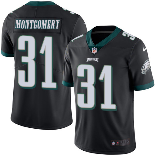 Men's Limited Wilbert Montgomery Nike Jersey Black - #31 Rush NFL Philadelphia Eagles